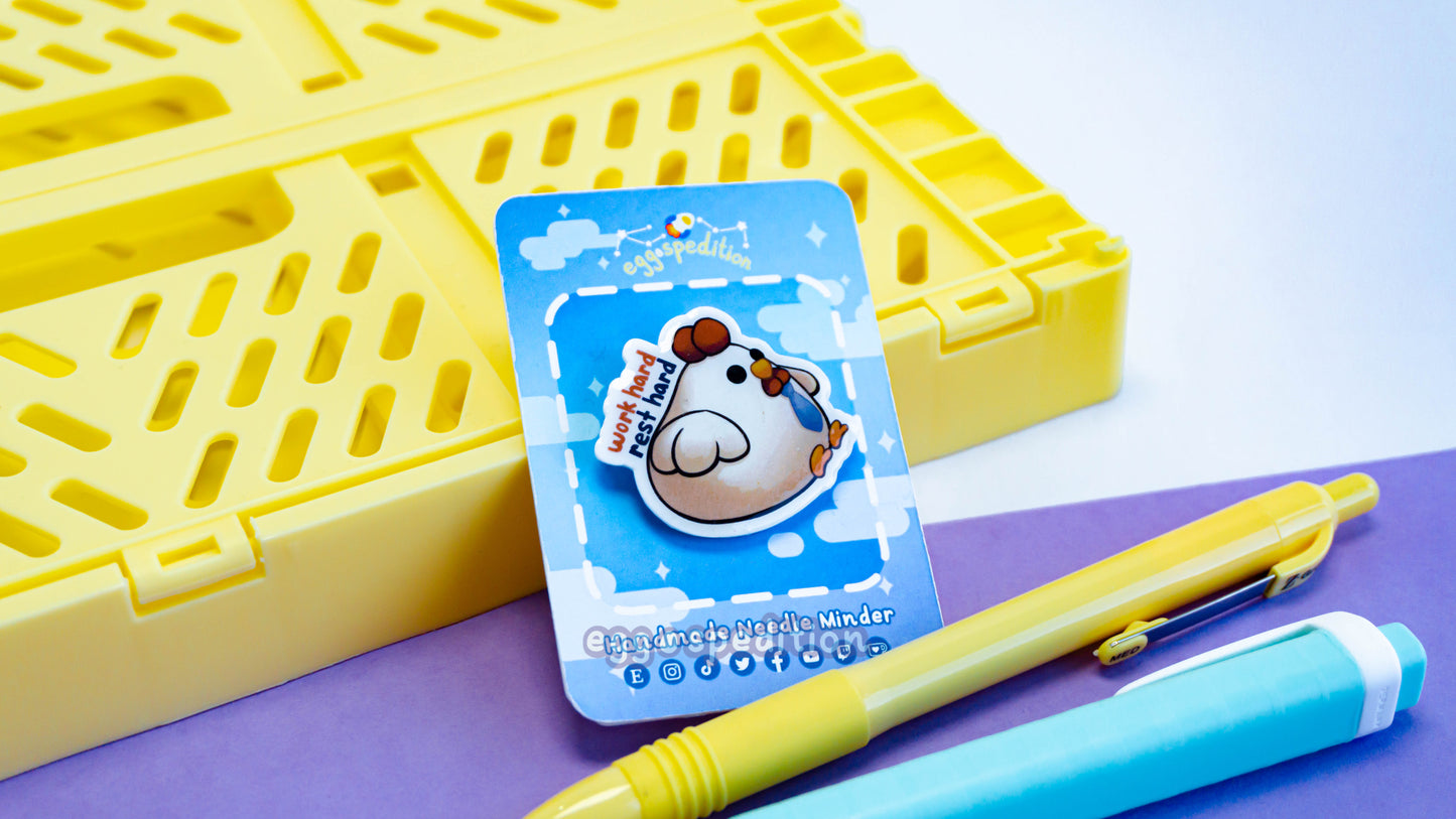 'Work Hard Rest Hard' Nugget Chicken Handmade Needle Minder