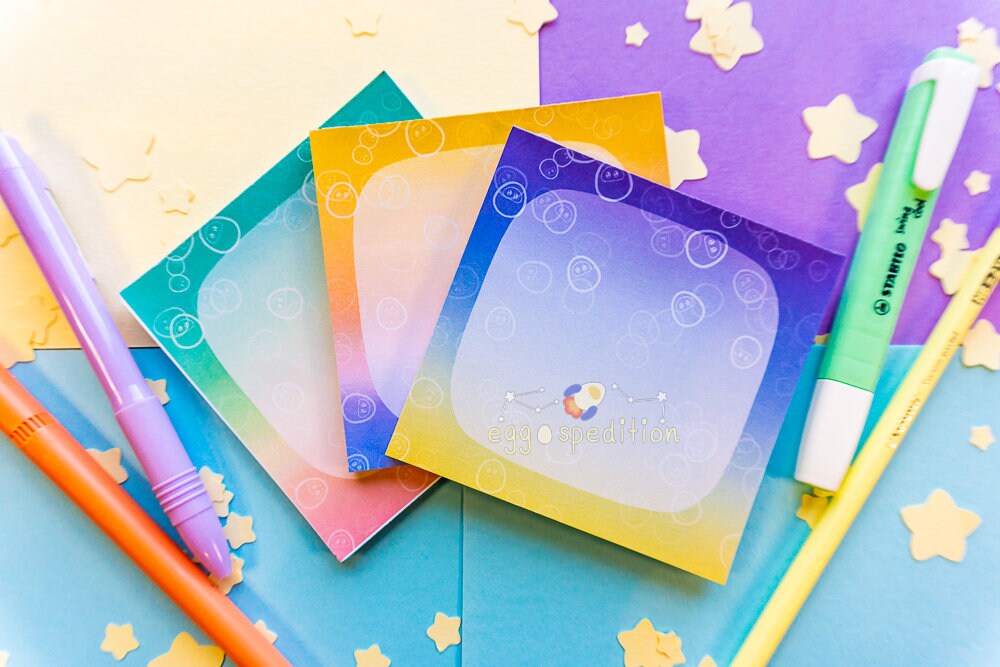 Space Gravity Techy Gradient Egg Bubbles Memo Pad 25* Sheets