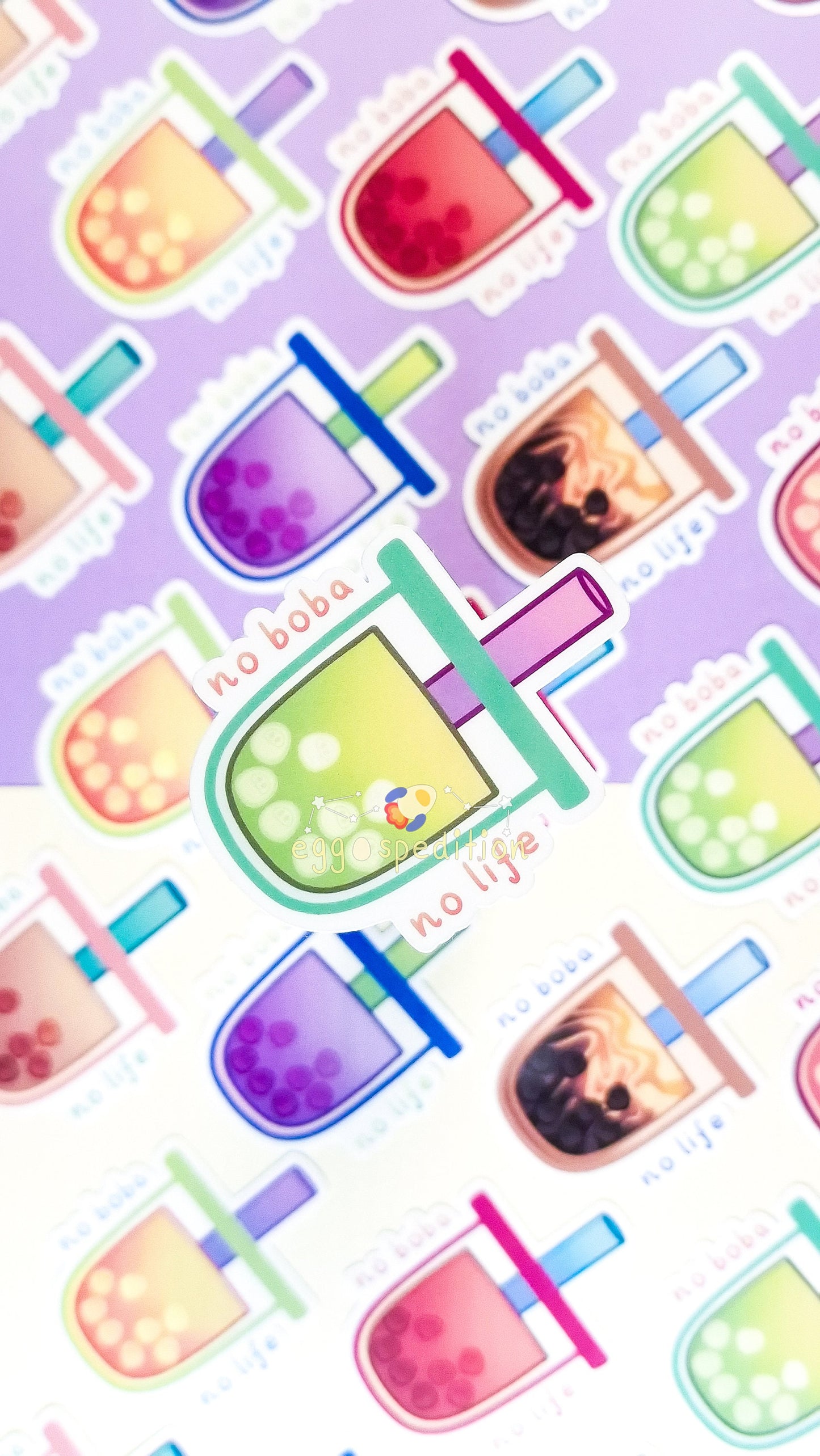 No Boba No Life Bubble Tea Die-cut Stickers (Various Flavours Available)