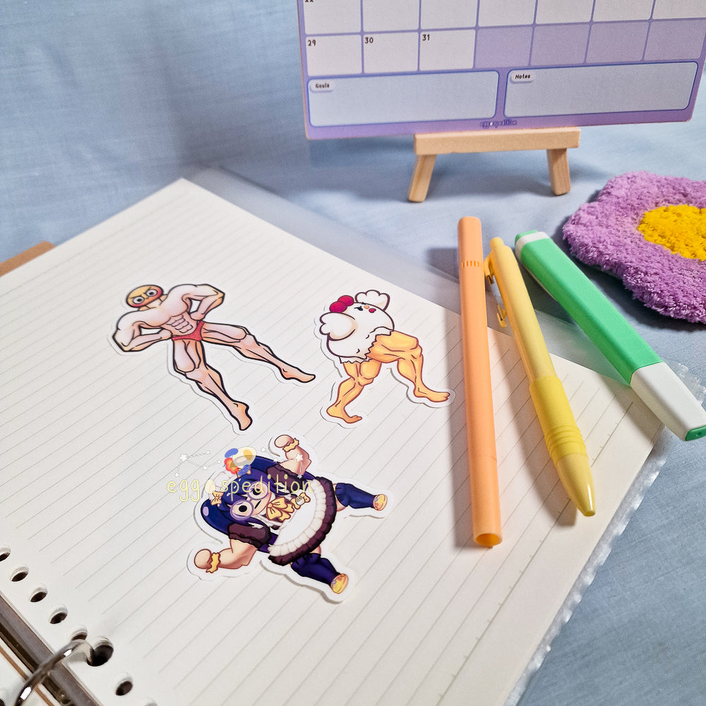 Swole Gang Decorative Stickers - Buff Eggo, Buff Nugget, Maid Euph