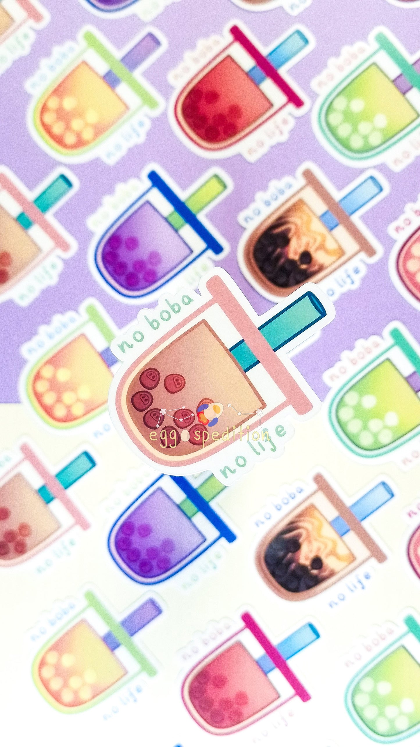 No Boba No Life Bubble Tea Die-cut Stickers (Various Flavours Available)