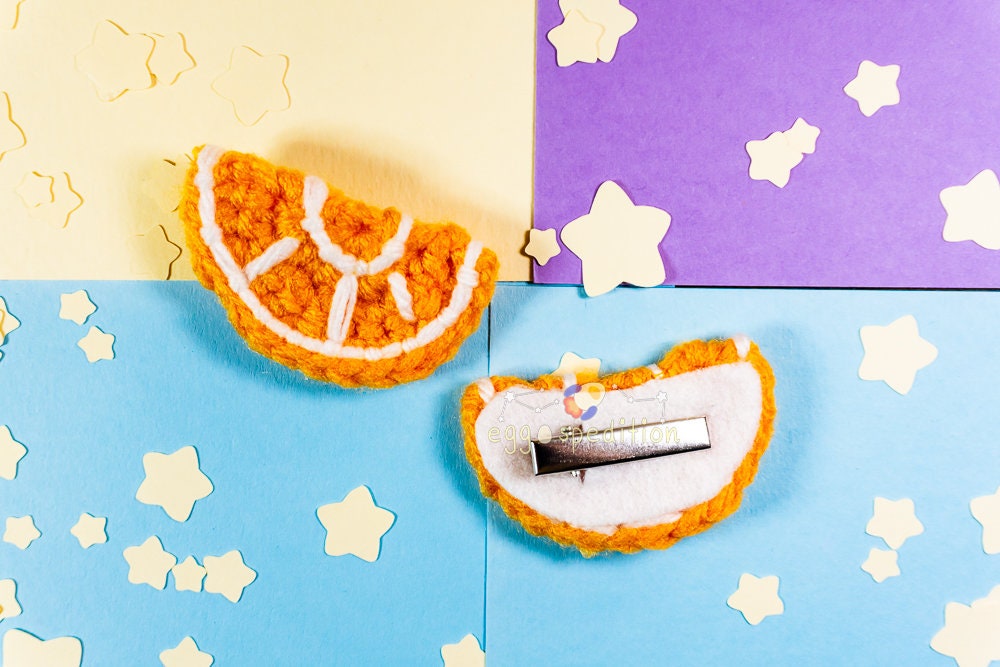 Citrus Fruit Hairclips Handmade Crochet (Pairs and Singles Available)