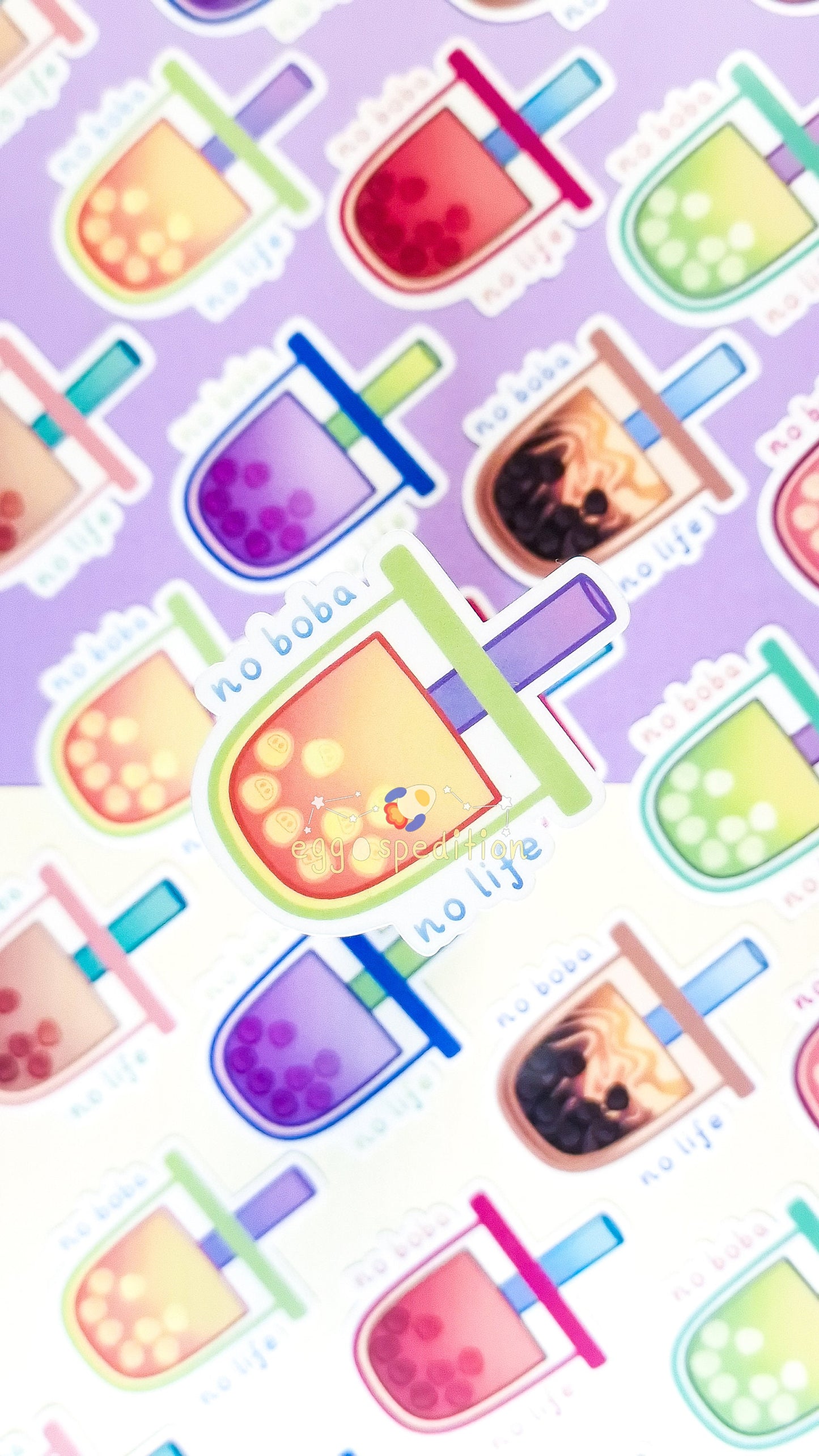 No Boba No Life Bubble Tea Die-cut Stickers (Various Flavours Available)