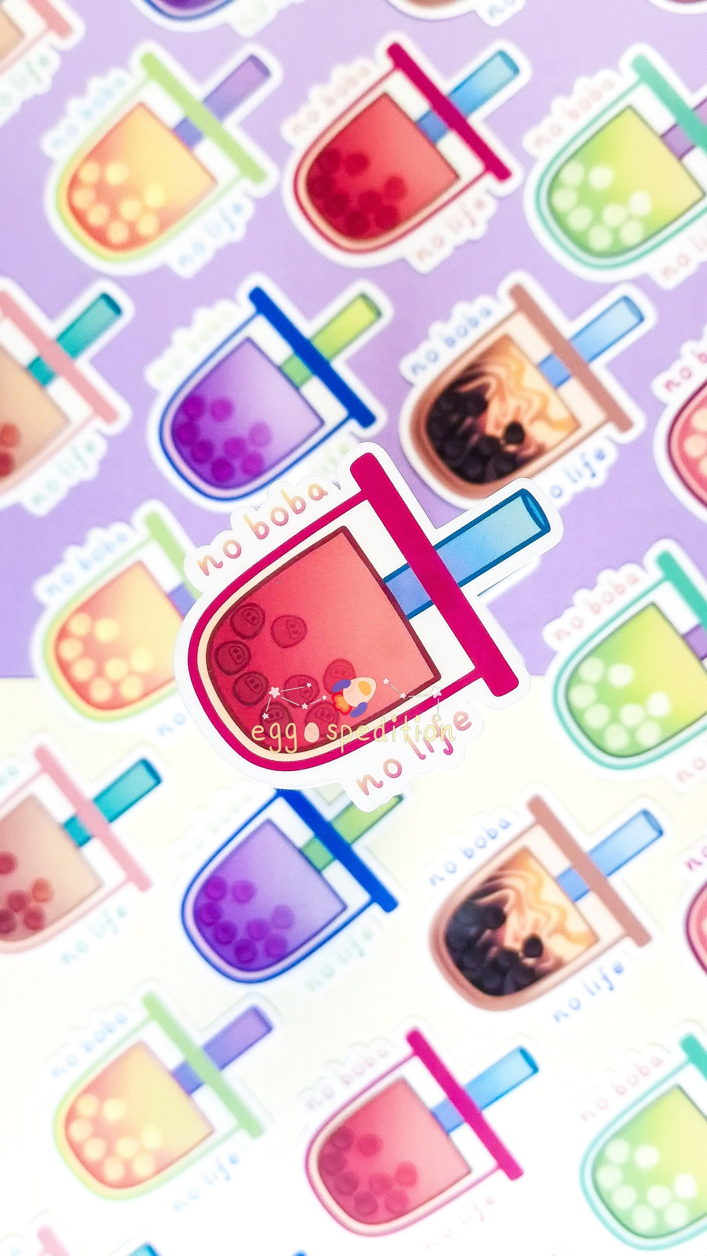 No Boba No Life Bubble Tea Die-cut Stickers (Various Flavours Available)