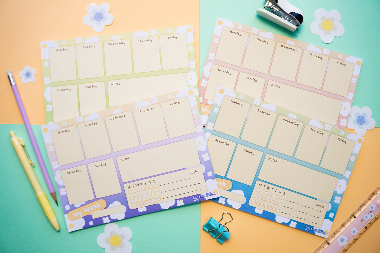 Daisy Explosion Gradient Week Planner Pad