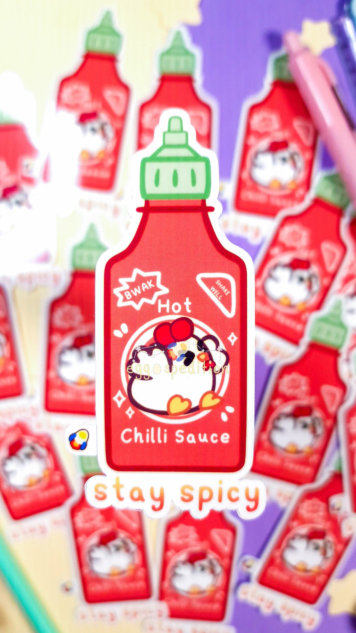 Stay Spicy Chicken Nugget Hot Sauce Bottle Die-cut Sticker
