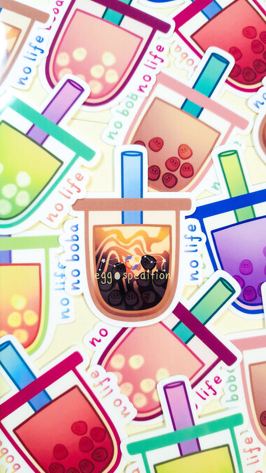 No Boba No Life Bubble Tea Die-cut Stickers (Various Flavours Available)