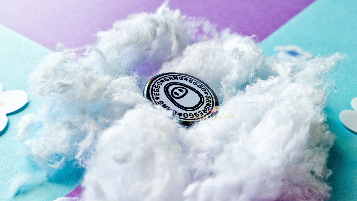 Eggo Gang Holographic Button Badge 32mm