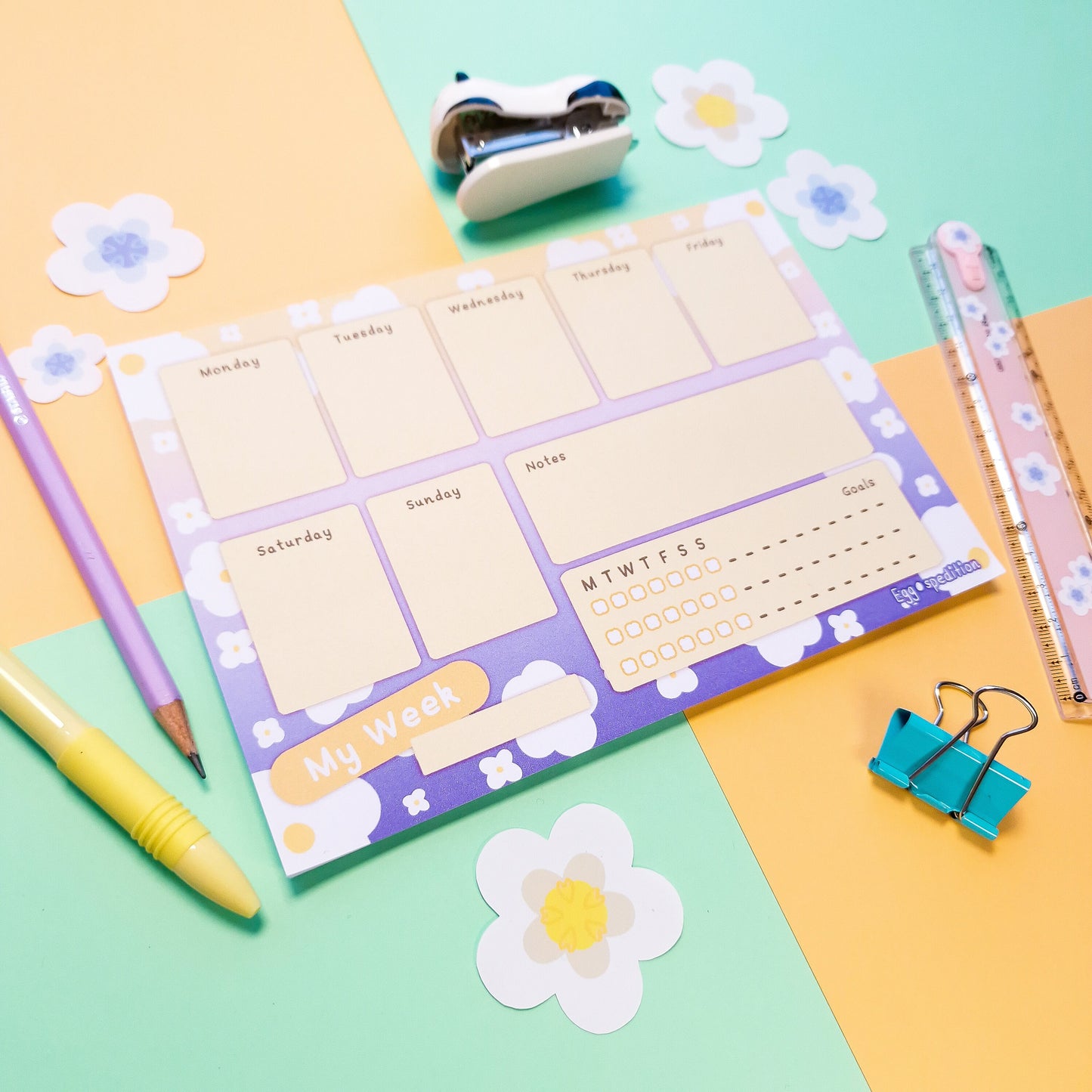 Daisy Explosion Gradient Week Planner Pad