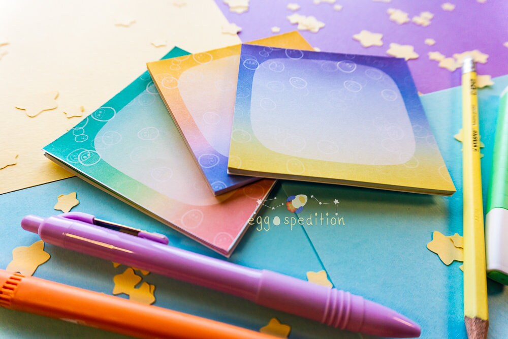 Space Gravity Techy Gradient Egg Bubbles Memo Pad 25* Sheets