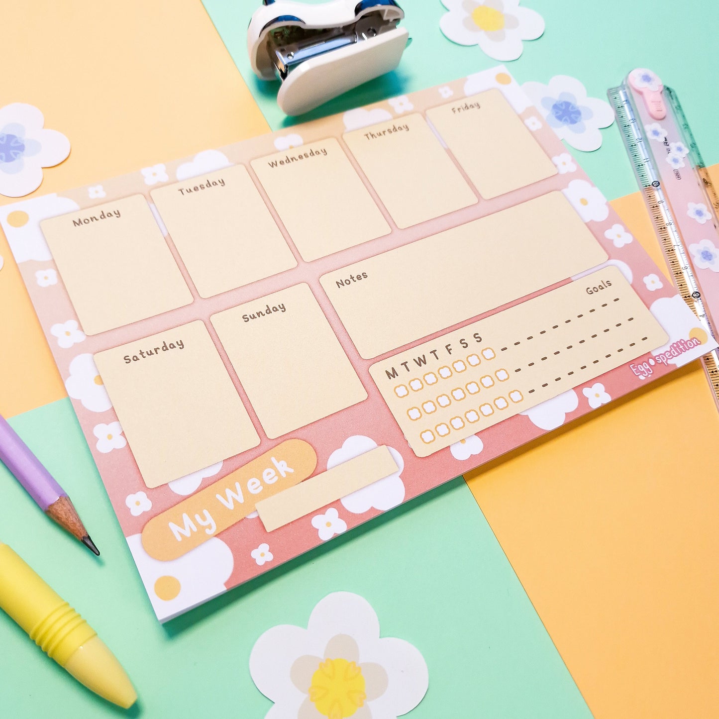 Daisy Explosion Gradient Week Planner Pad