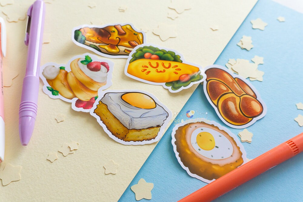 Egg Food Art Die Cut Journaling Stickers Bundle Set