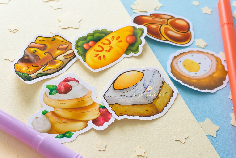 Egg Food Art Die Cut Journaling Stickers Bundle Set