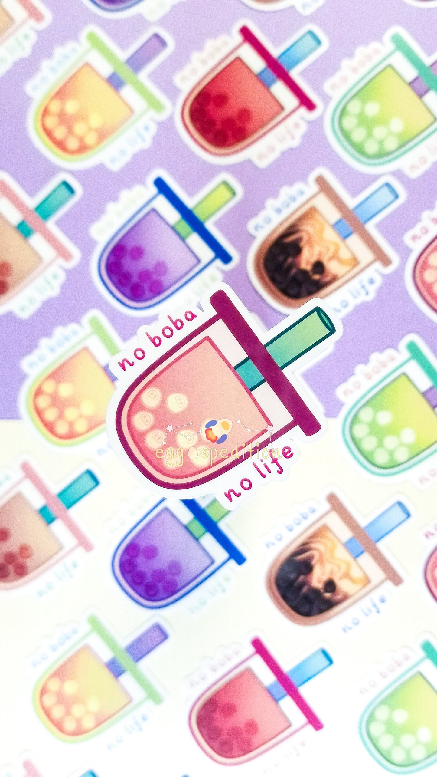 No Boba No Life Bubble Tea Die-cut Stickers (Various Flavours Available)