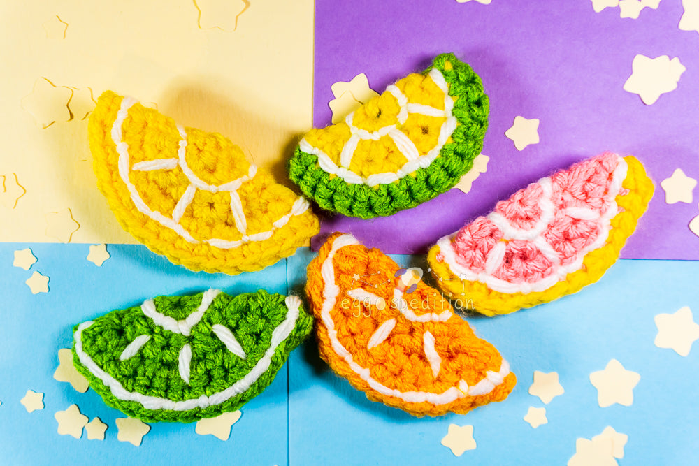 Citrus Fruit Hairclips Handmade Crochet (Pairs and Singles Available)
