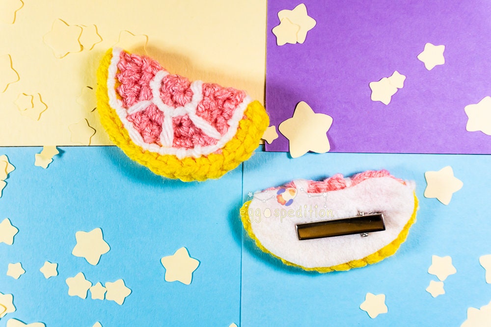 Citrus Fruit Hairclips Handmade Crochet (Pairs and Singles Available)