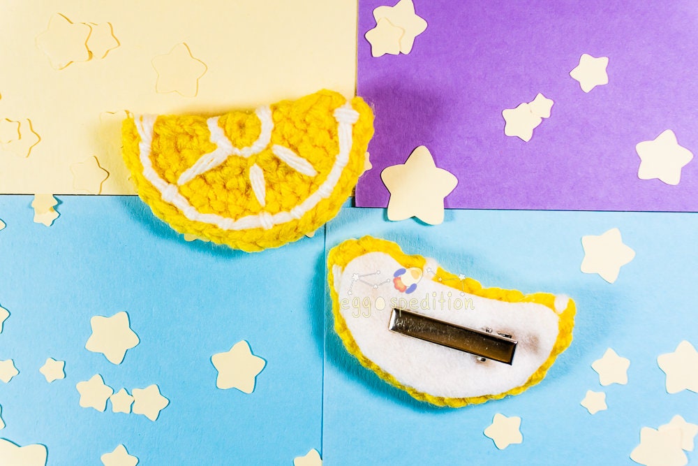 Citrus Fruit Hairclips Handmade Crochet (Pairs and Singles Available)
