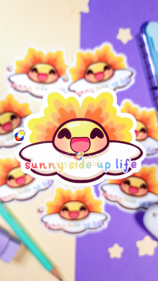 Sunny Side Up Life Fried Egg Positivity Die-cut Sticker