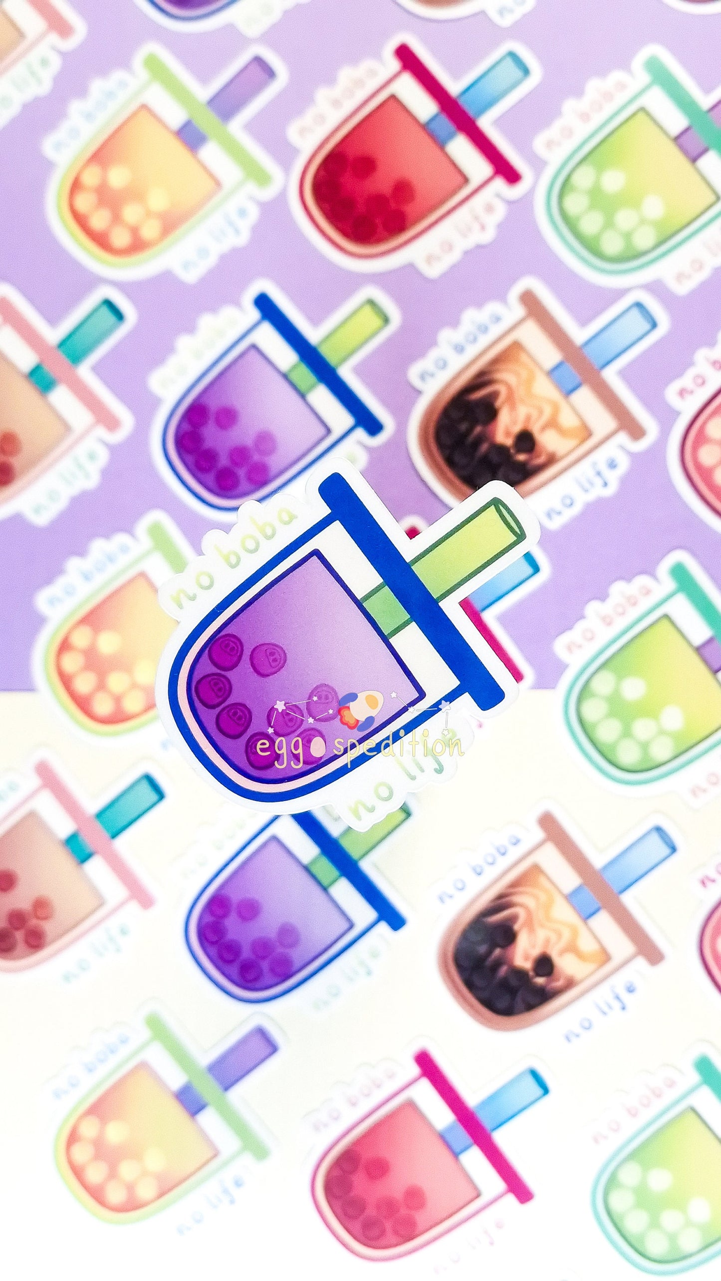 No Boba No Life Bubble Tea Die-cut Stickers (Various Flavours Available)