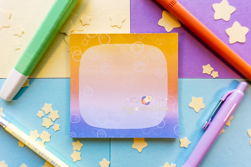 Space Gravity Techy Gradient Egg Bubbles Memo Pad 25* Sheets