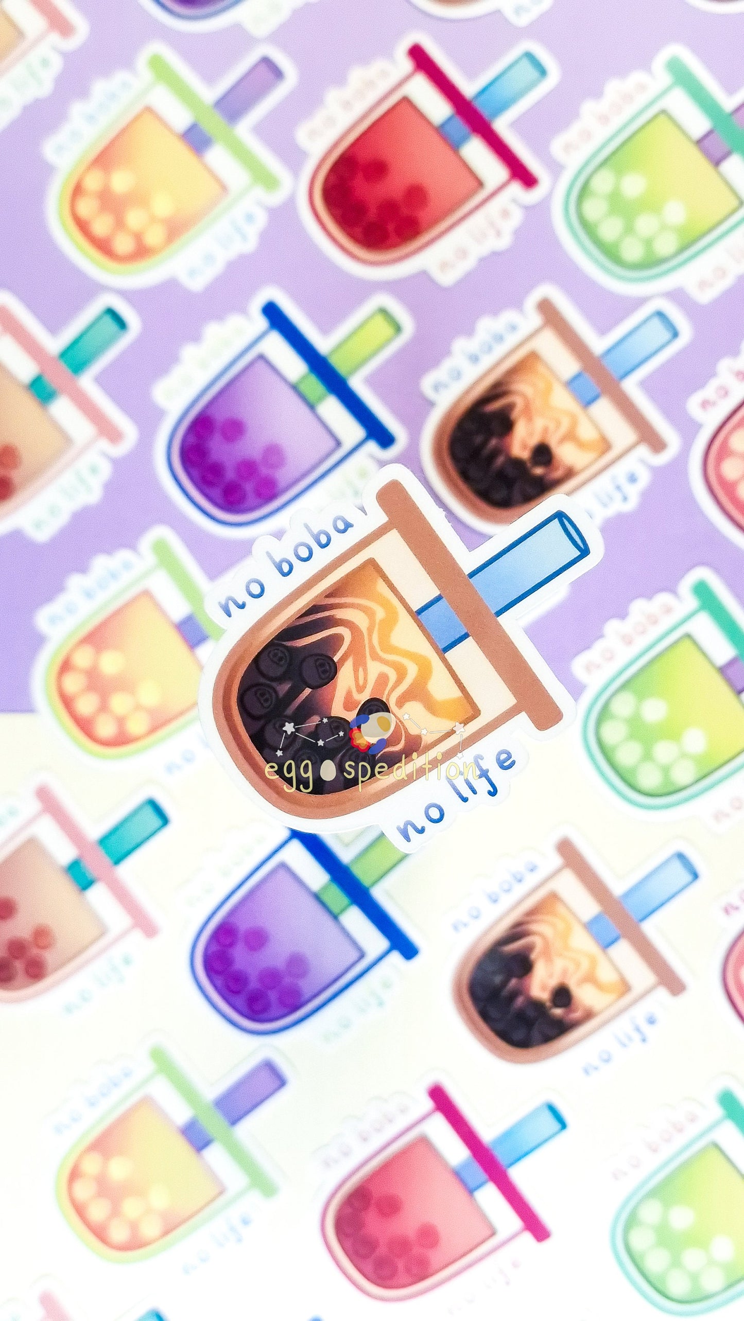 No Boba No Life Bubble Tea Die-cut Stickers (Various Flavours Available)