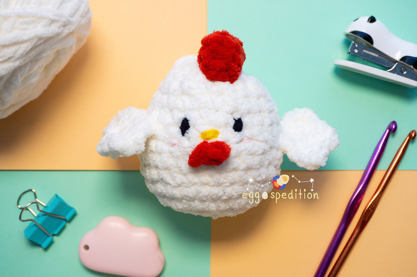 Spring Buddies Crocheted Amigurumi Soft Desk Buddy - Bunny Eggo Chicken Nugget Hatching Chick