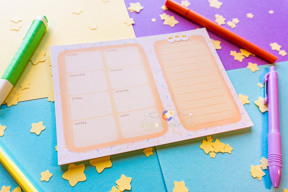 Confetti Cake Eggo Week Planner and Memopad