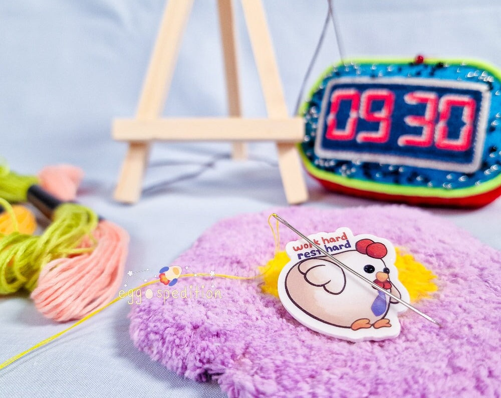 'Work Hard Rest Hard' Nugget Chicken Handmade Needle Minder